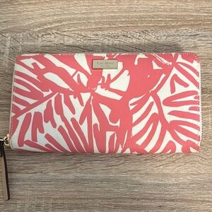 Kate Spade Pink and White Tropical Wallet